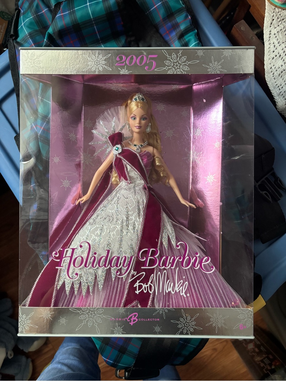 Bob Mackie Pink Holiday Barbie Collectible Display Back